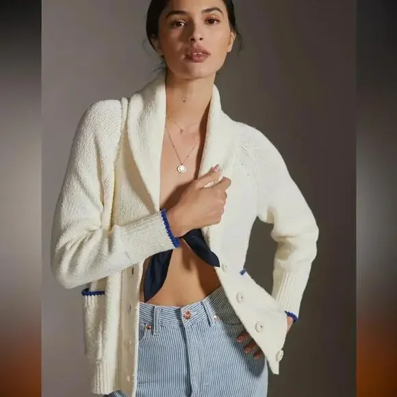 Blue and Cream Lobster Print Sweater-NWT - Picture 4 of 7